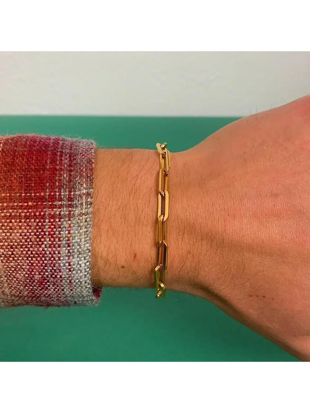 Y2k Cyber Vintage style Paper Clip Stainless Steel Gold Bracelet. High quality